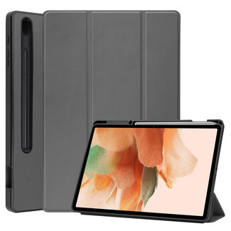 Cover2day Samsung Galaxy Tab S7 FE Hoes - 12.4 inch - Tri-Fold Book Case - Met Pencil Houder - Grijs