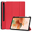 Case2go - Case for Samsung Galaxy Tab S7 FE - Slim Tri-Fold Book Case - Lightweight Smart Cover with Pencil holder - Red