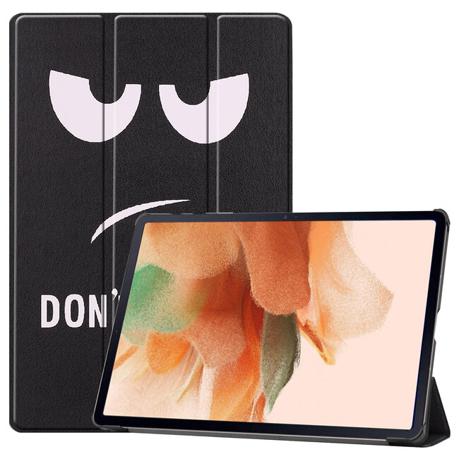 Tablet Hoes geschikt voor Samsung Galaxy Tab S7 FE - 12.4 inch - Auto/Wake-Functie - Tri-Fold Book Case - Don't Touch Me