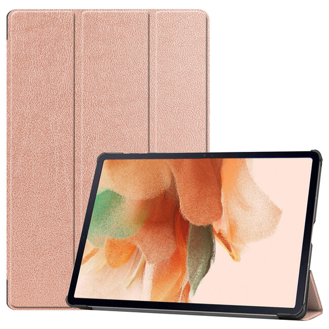 Tablet Hoes geschikt voor Samsung Galaxy Tab S7 FE - 12.4 inch - Auto/Wake-Functie - Tri-Fold Book Case - Rosé Goud