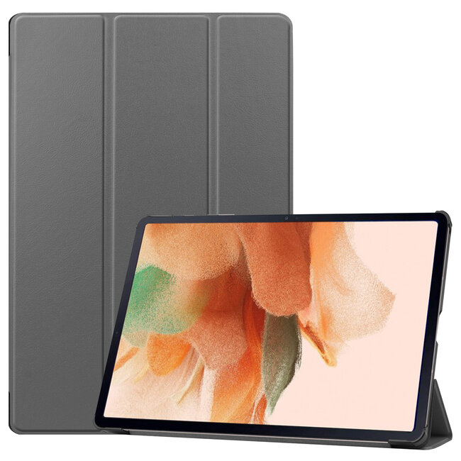 Case2go - Case for Samsung Galaxy Tab S7 FE - Slim Tri-Fold Book Case - Lightweight Smart Cover - Grey