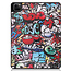 Case2go - Case for iPad Pro 12.9 (2021) - Slim Tri-Fold Book Case - Lightweight Smart Cover with Pencil holder - Graffiti