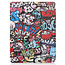 Case2go - Case for iPad Pro 12.9 (2021) - Slim Tri-Fold Book Case - Lightweight Smart Cover with Pencil holder - Graffiti