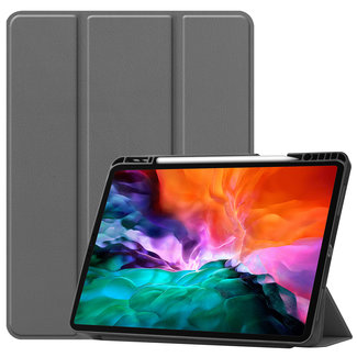 Cover2day Case2go - Case for iPad Pro 12.9 (2021) - Slim Tri-Fold Book Case - Lightweight Smart Cover with Pencil holder - Grey