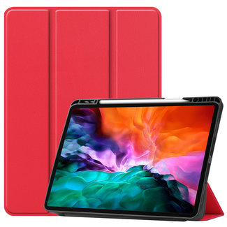 Cover2day iPad Hoes voor Apple iPad Pro 2021 Hoes Cover - 12.9 inch - Tri-Fold Book Case - Apple Pencil Houder - Rood