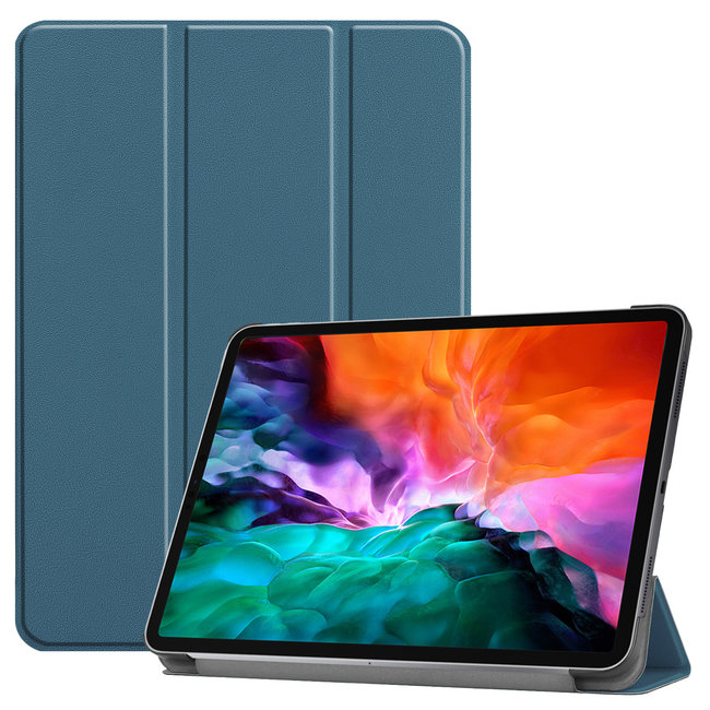 Case2go - Case for iPad Pro 12.9 (2021) - Slim Tri-Fold Book Case - Lightweight Smart Cover - Navy Blue