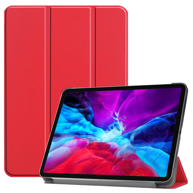 Case2go - Case for iPad Pro 12.9 (2021) - Slim Tri-Fold Book Case - Lightweight Smart Cover - Red