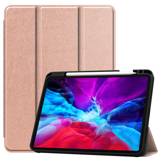 Cover2day Case2go - Case for iPad Pro 11 (2021) - Slim Tri-Fold Book Case - Lightweight Smart Cover with Pencil Holder - Rosé-Gold