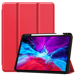 Cover2day Case2go - Case for iPad Pro 11 (2021) - Slim Tri-Fold Book Case - Lightweight Smart Cover with Pencil Holder - Red