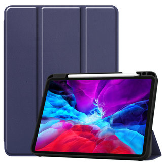 Cover2day Case2go - Case for iPad Pro 11 (2021) - Slim Tri-Fold Book Case - Lightweight Smart Cover with Pencil Holder - Navy Blue