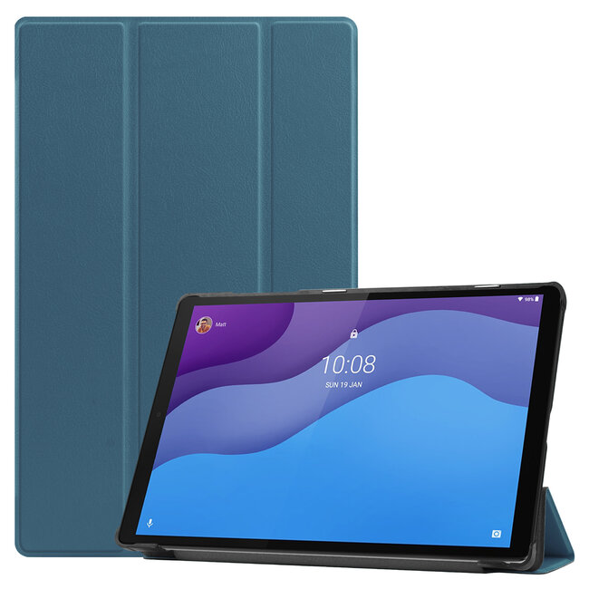 Case2go - Case for Lenovo Tab M10 HD - Second Generation - Slim Tri-Fold Book Case - Lightweight Smart Cover - Cyan