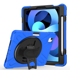 Case2go - iPad Air (2020) Case - Shock-Proof Hand Strap Armor Case - Blue