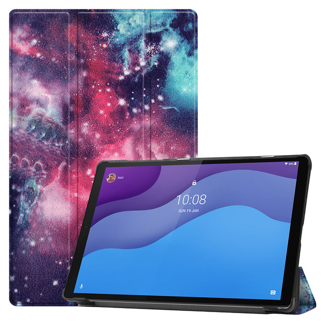 Case2go - Case for Lenovo Tab M10 HD - Second Generation - Slim Tri-Fold Book Case - Lightweight Smart Cover - Galaxy