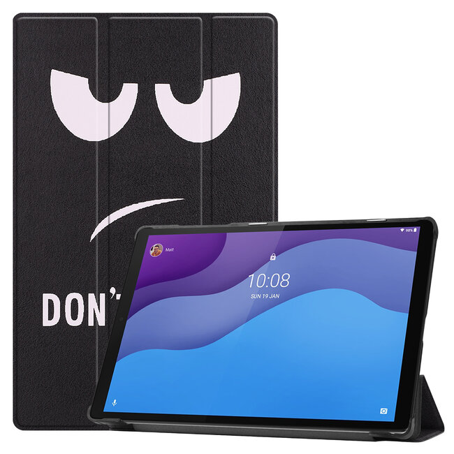 Case2go - Case for Lenovo Tab M10 HD - Second Generation - Slim Tri-Fold Book Case - Lightweight Smart Cover - Don't Touch Me