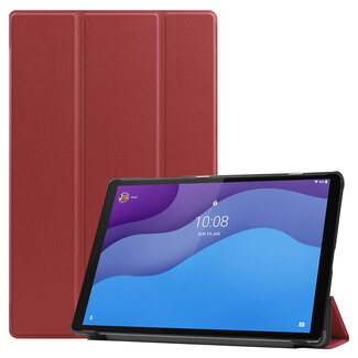 Cover2day Lenovo Tab M10 HD Hoes - 2e Generatie (TB-X306) - 10.1 Inch - Tri-Fold Book Case - Auto Sleep/Wake Functie - Donker Rood