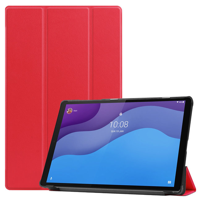 Case2go - Case for Lenovo Tab M10 HD - Second Generation - Slim Tri-Fold Book Case - Lightweight Smart Cover - Red