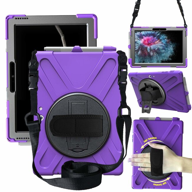 Microsoft Surface Pro 3/4/5/6/7 Cover - Hand Strap Armor Case with Surface Pen holder - Purple