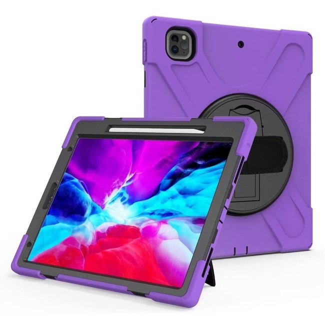 iPad Pro 12.9 (2018/2020) Cover - Hand Strap Armor Case - Purple