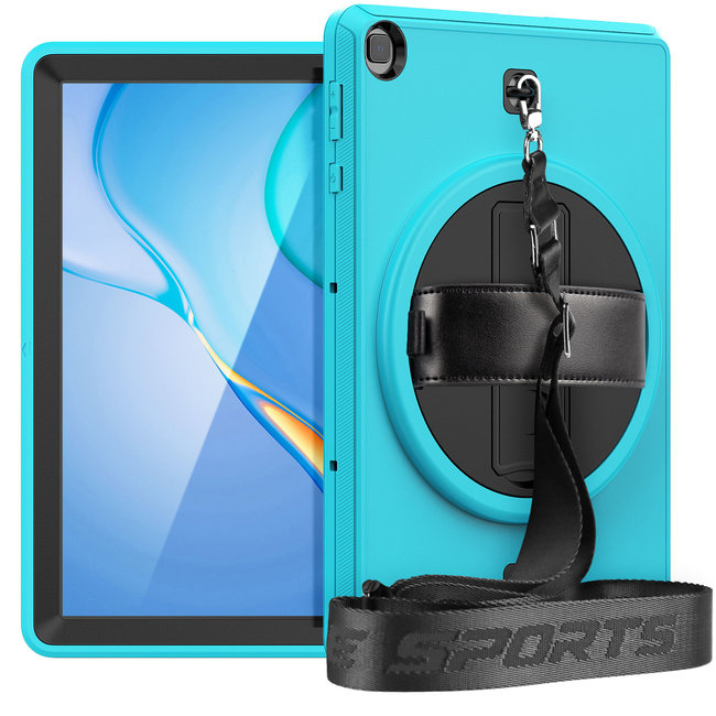 Case for Huawei MatePad T10s - Hand Strap Armor - Rugged Case with Shoulder Strap - 10.1 Inch - Light Blue