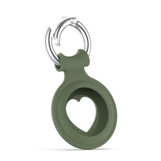 Cover2day Apple AirTag Keychain - Silicone AirTag Pendant with Heart - AirTag Apple Case - Dark Green