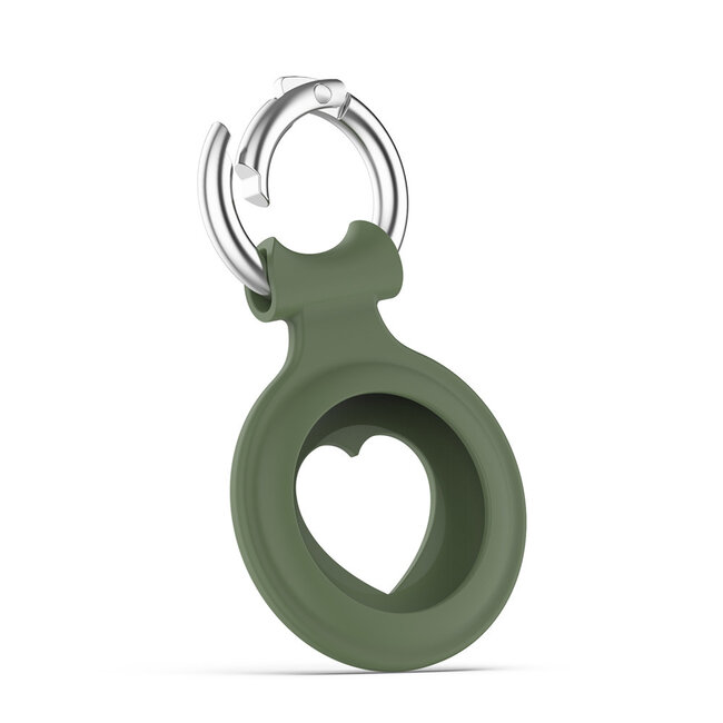 Apple AirTag Keychain - Silicone AirTag Pendant with Heart - AirTag Apple Case - Dark Green