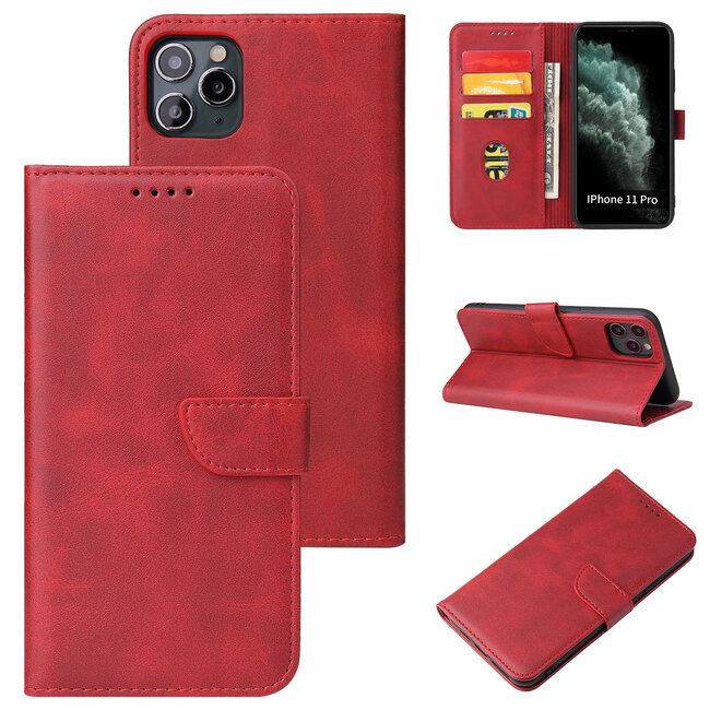 iPhone 11 Pro Max hoesje - Wallet Book Case - Magnetische sluiting - Ruimte voor 3 (bank)pasjes - Rood
