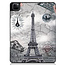 Case2go - Case for iPad Pro 12.9 (2021) - Slim Tri-Fold Book Case - Lightweight Smart Cover with Pencil holder - Eiffel Tower