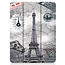 Case2go - Case for iPad Pro 12.9 (2021) - Slim Tri-Fold Book Case - Lightweight Smart Cover with Pencil holder - Eiffel Tower