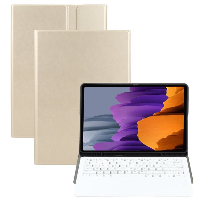 Cover2day - Tablet Hoes geschikt voor Samsung Galaxy Tab S7 Plus (2020) Hoes - Bluetooth Toetsenbord hoes Met Pencil Houder - Goud