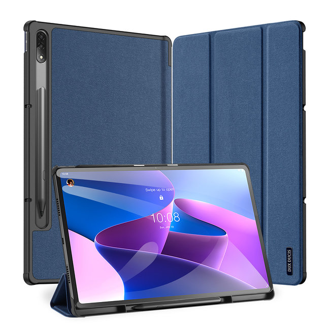 Tablethoes geschikt voor Lenovo Tab P12 Pro - Dux Ducis Domo Book Case - Cover met Houder voor Styluspen  - Blauw
