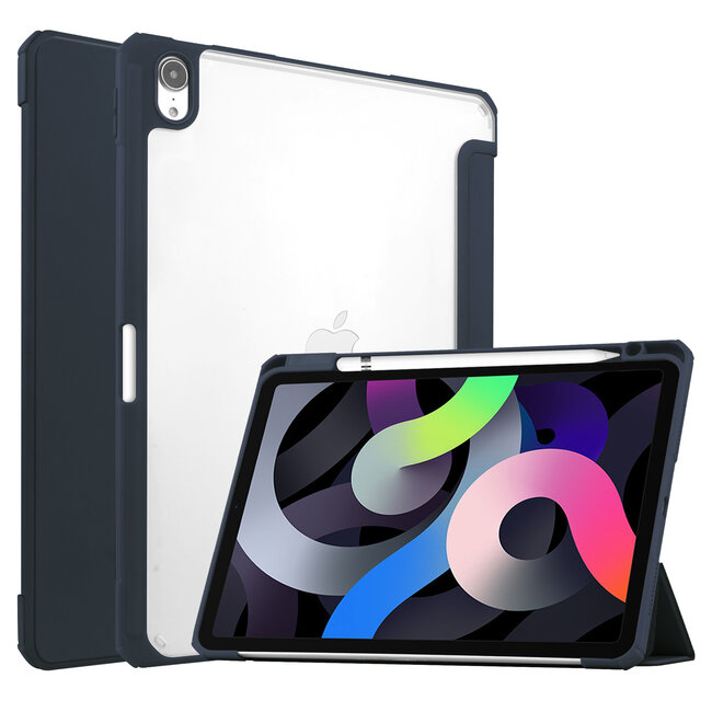 iPad Air 10.9 (2020 / 2022) - Transparante Tri-fold back cover - Blauw