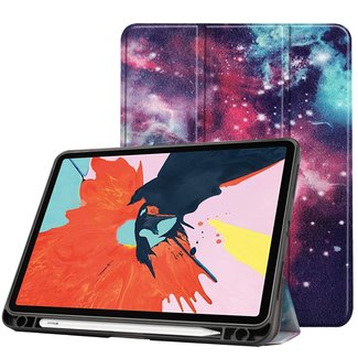 Cover2day Case2go - Case for iPad Air 10.9 (2020) - Slim Tri-Fold Book Case with Apple Pencil Holder - Lightweight Smart Cover - Galaxy