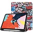 Case2go - Case for iPad Air 10.9 (2020) - Slim Tri-Fold Book Case with Apple Pencil Holder - Lightweight Smart Cover - Graffiti