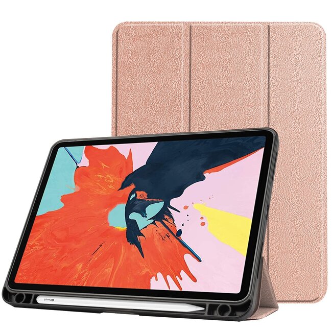 iPad Air 10.9 (2020 / 2022) hoes - Tri-Fold Book Case met Apple Pencil Houder - RosÃ© Goud