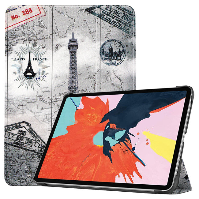 Case2go - Case for iPad Air 10.9 (2020) - Slim Tri-Fold Book Case - Lightweight Smart Cover - Eiffel Tower