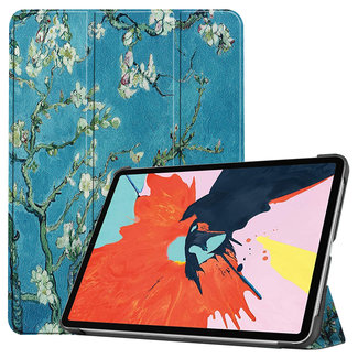 Cover2day Case2go - Case for iPad Air 10.9 (2020) - Slim Tri-Fold Book Case - Lightweight Smart Cover - White Blossom