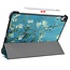 Case2go - Case for iPad Air 10.9 (2020) - Slim Tri-Fold Book Case - Lightweight Smart Cover - White Blossom