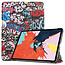 Case2go - Case for iPad Air 10.9 (2020) - Slim Tri-Fold Book Case - Lightweight Smart Cover - Graffiti