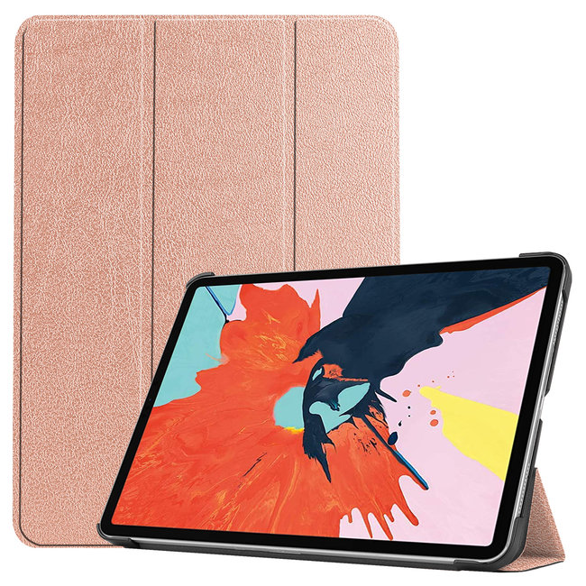 Case2go - Case for iPad Air 10.9 (2020) - Slim Tri-Fold Book Case - Lightweight Smart Cover - Rosé Gold