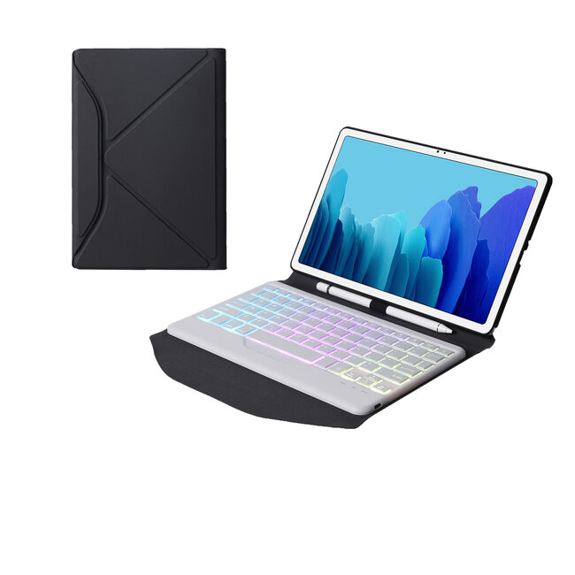 Bluetooth Keyboard Case geschikt voor Samsung Galaxy Tab A7 (2020) - 10.4 inch hoes - QWERTY Toetsenbord met verlichting - Wit