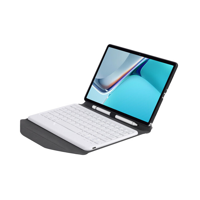 Tablet Toetsenbord Hoes geschikt voor Huawei Matepad 11 (2021) - Met Draadloos Bluetooth Keyboard en Stylus pen houder - Wit