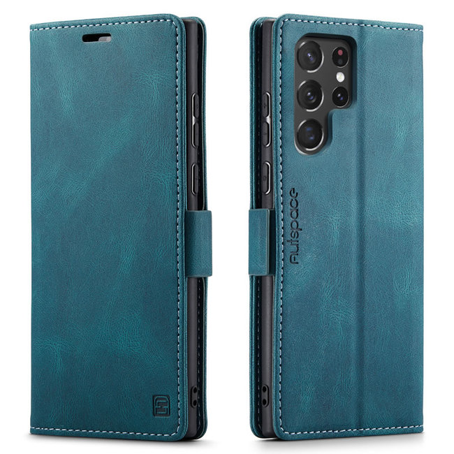 Hoesje geschikt voor Samsung Galaxy S22 Ultra 5G - Wallet Book Case - Magneetsluiting - met RFID bescherming - Blauw