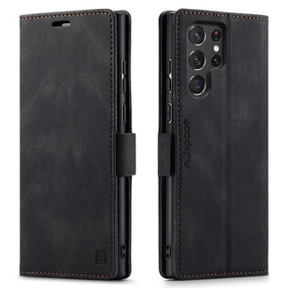CaseMe Hoesje geschikt voor Samsung Galaxy S22 Ultra 5G - Wallet Book Case - Magneetsluiting - met RFID bescherming - Zwart