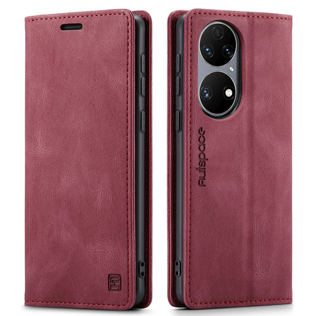 Hoesje geschikt voor Huawei P50 - Wallet Book Case - Magneetsluiting - met RFID bescherming - Rood