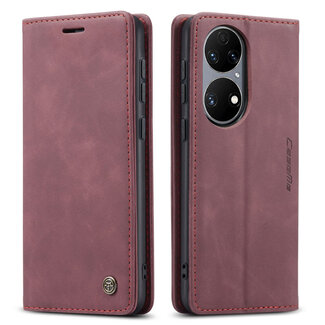 CaseMe CaseMe - Hoesje geschikt voor Huawei P50 - Wallet Book Case - Magneetsluiting - Rood