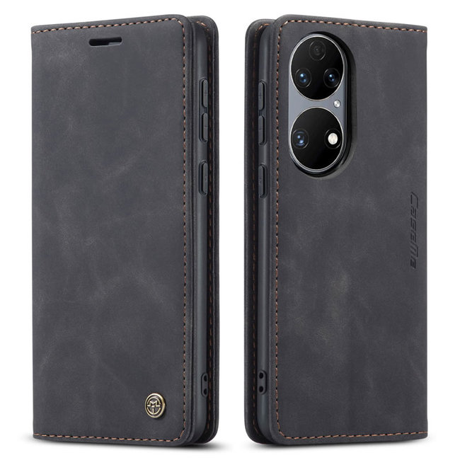 CaseMe - Hoesje geschikt voor Huawei P50 - Wallet Book Case - Magneetsluiting - Zwart