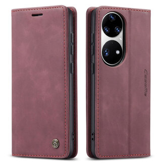 CaseMe CaseMe - Hoesje geschikt voor Huawei P50 Pro - Wallet Book Case - Magneetsluiting - Rood