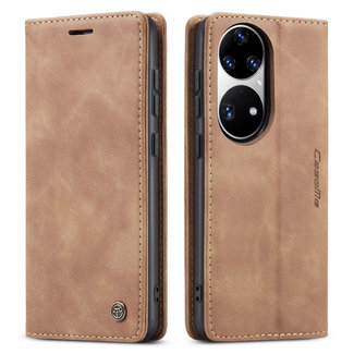 CaseMe CaseMe - Hoesje geschikt voor Huawei P50 Pro - Wallet Book Case - Magneetsluiting - Licht Bruin