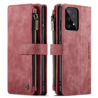 CaseMe Hoesje geschikt voor Samsung Galaxy A33 5G - Wallet Book Case - met Rits en Magneetsluiting - met RFID bescherming - Rood