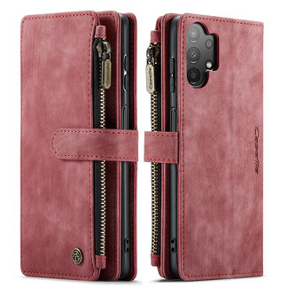 CaseMe Hoesje geschikt voor Samsung Galaxy A13 5G - Wallet Book Case - met Rits en Magneetsluiting - met RFID bescherming - Rood